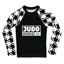 Chic and Comfortable: Houndstooth Judo Long Sleeve Rash Guard for Girls Exclusive Girls Houndstooth Judo Kids Long Sleeve Rash Guard