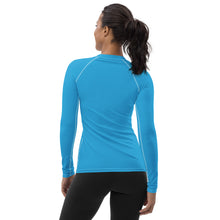 Chic Simplicity: Solid Color Long Sleeve Rash Guard for Women - Cyan Exclusive Long Sleeve Rash Guard Solid Color Swimwear Womens
