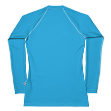 Chic Simplicity: Solid Color Long Sleeve Rash Guard for Women - Cyan Exclusive Long Sleeve Rash Guard Solid Color Swimwear Womens