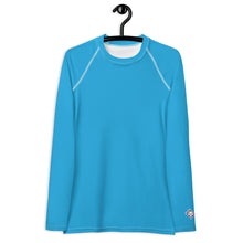 Chic Simplicity: Solid Color Long Sleeve Rash Guard for Women - Cyan Exclusive Long Sleeve Rash Guard Solid Color Swimwear Womens