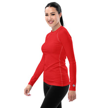 Classic Comfort: Women's Solid Color Long Sleeve Rash Guard - Scarlet Exclusive Long Sleeve Rash Guard Solid Color Swimwear Womens