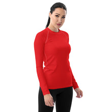 Classic Comfort: Women's Solid Color Long Sleeve Rash Guard - Scarlet Exclusive Long Sleeve Rash Guard Solid Color Swimwear Womens