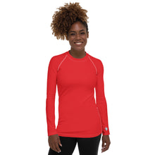 Classic Comfort: Women's Solid Color Long Sleeve Rash Guard - Scarlet Exclusive Long Sleeve Rash Guard Solid Color Swimwear Womens