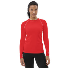 Classic Comfort: Women's Solid Color Long Sleeve Rash Guard - Scarlet Exclusive Long Sleeve Rash Guard Solid Color Swimwear Womens
