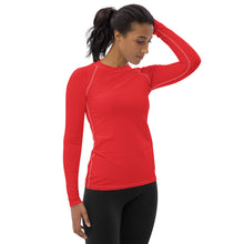 Classic Comfort: Women's Solid Color Long Sleeve Rash Guard - Scarlet Exclusive Long Sleeve Rash Guard Solid Color Swimwear Womens
