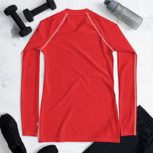Classic Comfort: Women's Solid Color Long Sleeve Rash Guard - Scarlet Exclusive Long Sleeve Rash Guard Solid Color Swimwear Womens