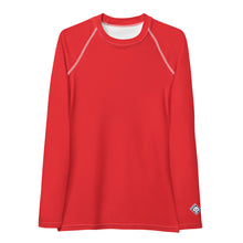 Classic Comfort: Women's Solid Color Long Sleeve Rash Guard - Scarlet Exclusive Long Sleeve Rash Guard Solid Color Swimwear Womens