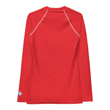 Classic Comfort: Women's Solid Color Long Sleeve Rash Guard - Scarlet Exclusive Long Sleeve Rash Guard Solid Color Swimwear Womens
