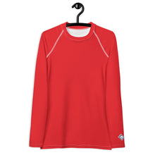 Classic Comfort: Women's Solid Color Long Sleeve Rash Guard - Scarlet Exclusive Long Sleeve Rash Guard Solid Color Swimwear Womens