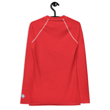 Classic Comfort: Women's Solid Color Long Sleeve Rash Guard - Scarlet Exclusive Long Sleeve Rash Guard Solid Color Swimwear Womens