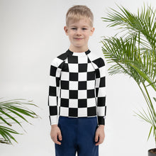 Cool and Secure: Boys' Checkered Long Sleeve Rash Guard Boys Checkered Exclusive Kids Long Sleeve Rash Guard Swimwear