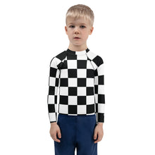 Cool and Secure: Boys' Checkered Long Sleeve Rash Guard Boys Checkered Exclusive Kids Long Sleeve Rash Guard Swimwear