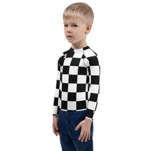 Cool and Secure: Boys' Checkered Long Sleeve Rash Guard Boys Checkered Exclusive Kids Long Sleeve Rash Guard Swimwear