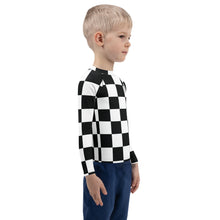 Cool and Secure: Boys' Checkered Long Sleeve Rash Guard Boys Checkered Exclusive Kids Long Sleeve Rash Guard Swimwear