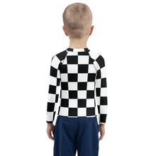 Cool and Secure: Boys' Checkered Long Sleeve Rash Guard Boys Checkered Exclusive Kids Long Sleeve Rash Guard Swimwear