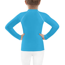 Cool Comfort: Kid's Girls Long Sleeve Rash Guards in Solid Color - Cyan Exclusive Girls Kids Long Sleeve Solid Color Swimwear