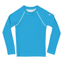 Cool Comfort: Kid's Girls Long Sleeve Rash Guards in Solid Color - Cyan Exclusive Girls Kids Long Sleeve Solid Color Swimwear