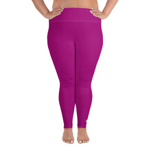 Curve-Hugging Style: Women's Plus Size Solid Yoga Leggings - Fresh Eggplant Exclusive Leggings Plus Size Solid Color Tights Womens
