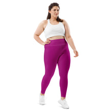 Curve-Hugging Style: Women's Plus Size Solid Yoga Leggings - Fresh Eggplant Exclusive Leggings Plus Size Solid Color Tights Womens