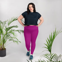 Curve-Hugging Style: Women's Plus Size Solid Yoga Leggings - Fresh Eggplant Exclusive Leggings Plus Size Solid Color Tights Womens