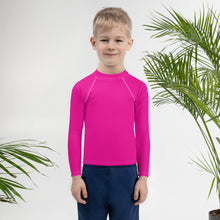 Dynamic Defense: Boys' Solid Color Long Sleeve Rash Guards - Hollywood Cerise Boys Exclusive Kids Long Sleeve Rash Guard Solid Color