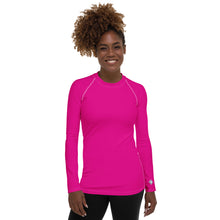 Elegant Essentials: Long Sleeve Solid Color Rash Guard for Women - Hollywood Cerise Exclusive Long Sleeve Rash Guard Solid Color Swimwear Womens