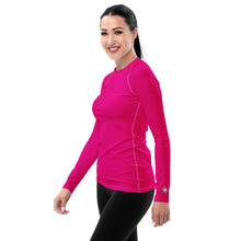 Elegant Essentials: Long Sleeve Solid Color Rash Guard for Women - Hollywood Cerise Exclusive Long Sleeve Rash Guard Solid Color Swimwear Womens