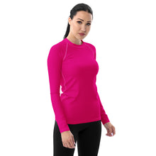 Elegant Essentials: Long Sleeve Solid Color Rash Guard for Women - Hollywood Cerise Exclusive Long Sleeve Rash Guard Solid Color Swimwear Womens