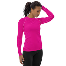 Elegant Essentials: Long Sleeve Solid Color Rash Guard for Women - Hollywood Cerise Exclusive Long Sleeve Rash Guard Solid Color Swimwear Womens