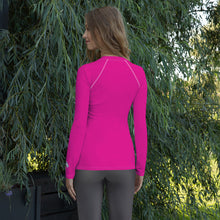 Elegant Essentials: Long Sleeve Solid Color Rash Guard for Women - Hollywood Cerise Exclusive Long Sleeve Rash Guard Solid Color Swimwear Womens