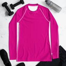 Elegant Essentials: Long Sleeve Solid Color Rash Guard for Women - Hollywood Cerise Exclusive Long Sleeve Rash Guard Solid Color Swimwear Womens