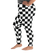 Fashionable Fitness: Women's Plus Size Checkered Leggings Athleisure Checkered Exclusive Leggings Plus Size Running Tights Womens
