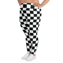 Fashionable Fitness: Women's Plus Size Checkered Leggings Athleisure Checkered Exclusive Leggings Plus Size Running Tights Womens