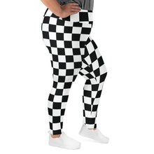 Fashionable Fitness: Women's Plus Size Checkered Leggings Athleisure Checkered Exclusive Leggings Plus Size Running Tights Womens