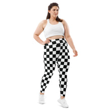 Fashionable Fitness: Women's Plus Size Checkered Leggings Athleisure Checkered Exclusive Leggings Plus Size Running Tights Womens
