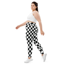 Fashionable Fitness: Women's Plus Size Checkered Leggings Athleisure Checkered Exclusive Leggings Plus Size Running Tights Womens
