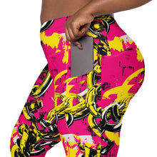 Fashionable Functionality: Women's Golden Chains 001 Mile After Mile Running Leggings with Pockets Exclusive Leggings Running Tights Womens