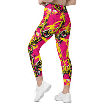 Fashionable Functionality: Women's Golden Chains 001 Mile After Mile Running Leggings with Pockets Exclusive Leggings Running Tights Womens