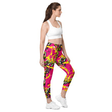 Fashionable Functionality: Women's Golden Chains 001 Mile After Mile Running Leggings with Pockets Exclusive Leggings Running Tights Womens