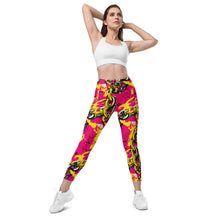 Fashionable Functionality: Women's Golden Chains 001 Mile After Mile Running Leggings with Pockets Exclusive Leggings Running Tights Womens