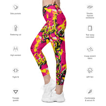 Fashionable Functionality: Women's Golden Chains 001 Mile After Mile Running Leggings with Pockets Exclusive Leggings Running Tights Womens