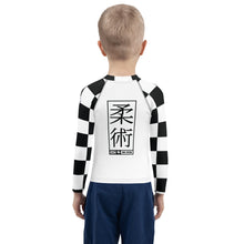 Fashionable Protection: Kids Boys' Checkered Long Sleeve Rash - Blanc Jiu-Jitsu Boys Checkered Exclusive Kids Long Sleeve Rash Guard