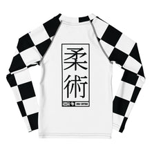 Fashionable Protection: Kids Boys' Checkered Long Sleeve Rash - Blanc Jiu-Jitsu Boys Checkered Exclusive Kids Long Sleeve Rash Guard