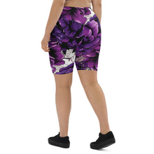 Floral Fitness: Women's Mile After Mile Biker Shorts - Purple Flowers 001 Exclusive Leggings Running Shorts Tights Womens