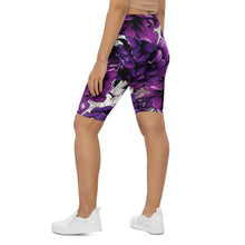 Floral Fitness: Women's Mile After Mile Biker Shorts - Purple Flowers 001 Exclusive Leggings Running Shorts Tights Womens