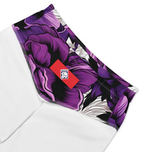 Floral Fitness: Women's Mile After Mile Biker Shorts - Purple Flowers 001 Exclusive Leggings Running Shorts Tights Womens