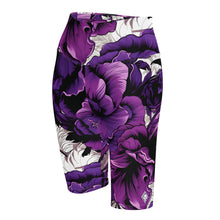 Floral Fitness: Women's Mile After Mile Biker Shorts - Purple Flowers 001 Exclusive Leggings Running Shorts Tights Womens