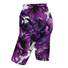 Floral Fitness: Women's Mile After Mile Biker Shorts - Purple Flowers 001 Exclusive Leggings Running Shorts Tights Womens