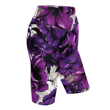 Floral Fitness: Women's Mile After Mile Biker Shorts - Purple Flowers 001 Exclusive Leggings Running Shorts Tights Womens