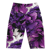 Floral Fitness: Women's Mile After Mile Biker Shorts - Purple Flowers 001 Exclusive Leggings Running Shorts Tights Womens